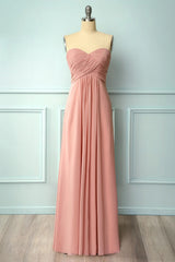 Formal Dress Fall, Elegant Sweetheart Pleated Blush Bridesmaid Dress