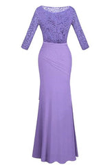 Homecoming Dresses Online, Crew Neck Lace Ruffles Lavender Mother of Bridal Dress