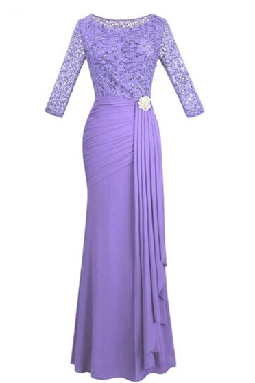 Homecoming Dresses Unique, Crew Neck Lace Ruffles Lavender Mother of Bridal Dress