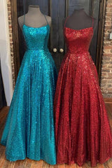 Prom Dresses Lace, Princess A-line Sequins Long Prom Dress