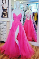 Pretty Dress, A-line Hot Pink Long Formal Dress