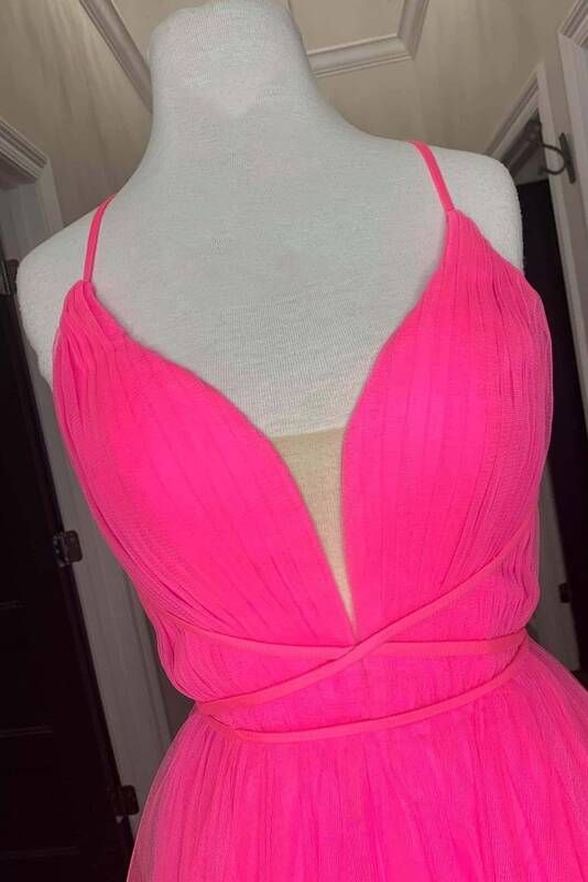 Long Dress, A-line Hot Pink Long Formal Dress