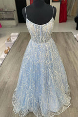 Prom Dresses Blue, Princess A-line Light Blue Formal Dress