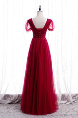 Homecomming Dresses Lace, Classic Red V-Neck Beaded Long Formal Dress