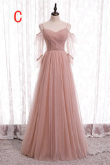 Semi Dress, Elegant Blush Pink Tulle Bridesmaid Dress
