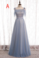 Evening Dresses Wholesale, Elegant A-Line Dusty Blue Bridesmaid Dress