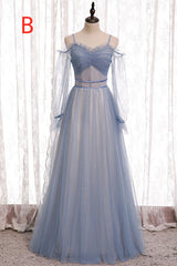 Evening Dresses Unique, Elegant A-Line Dusty Blue Bridesmaid Dress