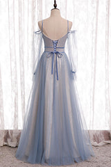 Evening Dresses Simple, Elegant A-Line Dusty Blue Bridesmaid Dress