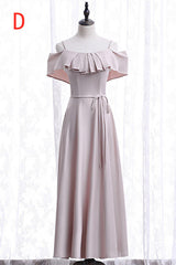 Bridesmaid Dresses Blue, Off the shoulder Light Pink Bridesmaid Dress