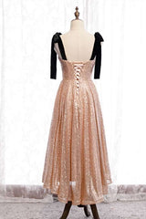 Homecoming Dresses Ideas, Cute Rose Gold Sequins Short Party Dress