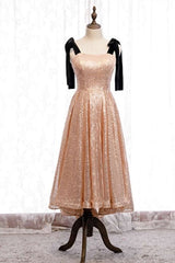 Homecoming Dresses Idea, Cute Rose Gold Sequins Short Party Dress
