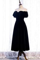 Bridesmaids Dress Trends, Off the Shoulder Black Velvet Party Dress