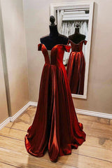 Bridesmaid Dress Color, Off the shoulder Red Long Prom Dress