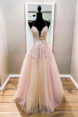 Black Wedding Dress, A-Line Straps Pink Long  Formal Dress