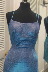 Party Dress 2038, Tight Blue Short Homecoming Dress with Lace Up Back