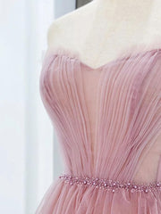 Party Dresses Online, Pink Tulle Tea Length Prom Dress, Pink Tulle Formal Dress