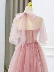 Party Dresses Cheap, Pink Tulle Tea Length Prom Dress, Pink Tulle Formal Dress