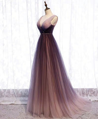 Country Wedding, Simple V Neck Tulle Long Prom Dress, Tulle Evening Dress