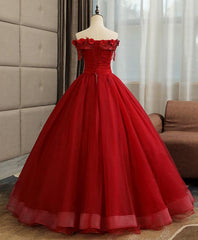 Formal Dress Online, Burgundy Tulle Lace Long Prom Gown Burgundy Tulle Lace Formal Dress