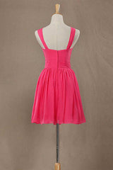 Bridesmaid Dress Color Palette, Neon Pink Halter Knee Length Bridesmaid Dress