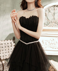 Bridesmaid Dresses Lavender, Black Tulle Long Prom Dress, Black Tulle Formal Dress, 1
