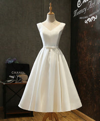 Bridesmaids Dress Purple, Simple V Neck White Short Prom Dress, White Homecoming Dress