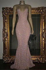 Evening Dresses Designer, 2024 Pink Halter Sequins Prom Dresses