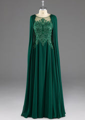 Prom Dress Long Open Back, Dark Green A-Line Lace Appliques Chiffon Prom Dress