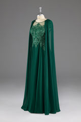 Prom Dresses Photos Gallery, Dark Green A-Line Lace Appliques Chiffon Prom Dress