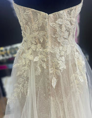 Wedding Dress Stores, A-Line Sweetheart Neckline Tulle Wedding Dress With Appliques