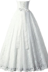 Wedding Dressed With Pockets, A-line Sweetheart Floor Length Lace Wedding Dresses