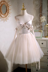Pretty Dress, Chic Champagne Beading Bowknot Lace Up Short Homecoming Dresses