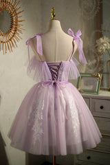 Prom Dresses Burgundy, Cute Purple Sleeveless Lace Up Princess Short Homecoming Dresses