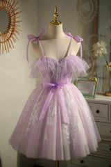 Wedding Dress, Cute Purple Sleeveless Lace Up Princess Short Homecoming Dresses