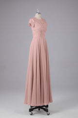 Party Dress Australian, Beautiful A-Line Cap Sleeves Long Bridesmaid Dresses With Pockets