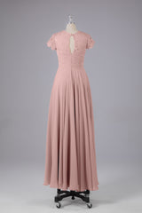 Party Dress Australia, Beautiful A-Line Cap Sleeves Long Bridesmaid Dresses With Pockets