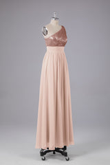 Winter Formal Dress Short, Beautiful  Sequins One-Shoulder Bridesmaid Dress with Pockets