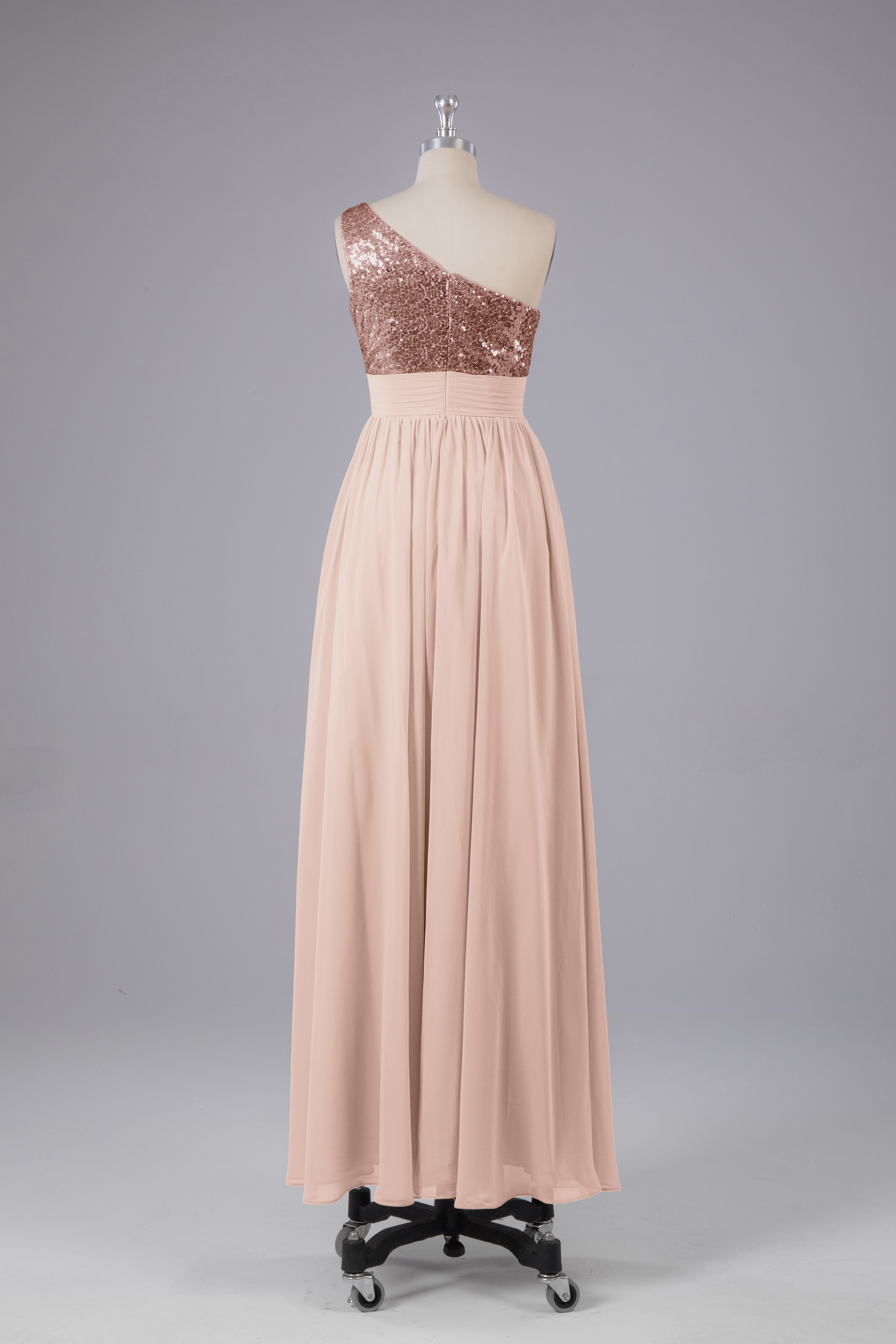 Prom Dress Ideas, Beautiful  Sequins One-Shoulder Bridesmaid Dress with Pockets