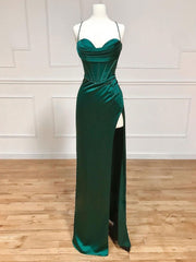Prom Dress Casual, straps mermaid long formal dress prom dress with side slit and cowl neck