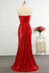 Prom Dresses 2035 Long, Sheath Sweetheart Red Sequins Prom Dress with Sequins