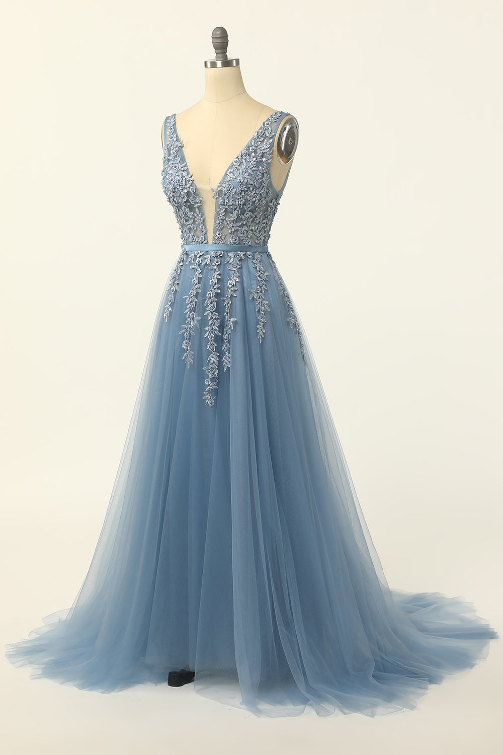 Homecoming Dresses Pink, Blue Tulle Prom Dress with Appliques