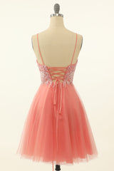 Bridesmaid Dresses Styles, Blush Appliques Tulle Cute Homecoming Dress