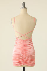 Party Dresses On Sale, Blush Spaghetti Straps Bodycon Homecoming Dress