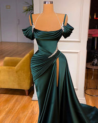 Evening Dresses Simple, Stunning Off-the-Shoulder Mermaid Prom Dress Ruffles With High Split