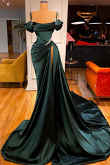 Evening Dresses Gowns, Stunning Off-the-Shoulder Mermaid Prom Dress Ruffles With High Split