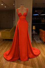 Evening Dress V Neck, Beautiful Red Starps Sweetheart Long Prom Dress With Split