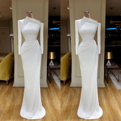 Evening Dresses Yde, Creamy White Unique neck Long sleeves Mermaid Evening Dress
