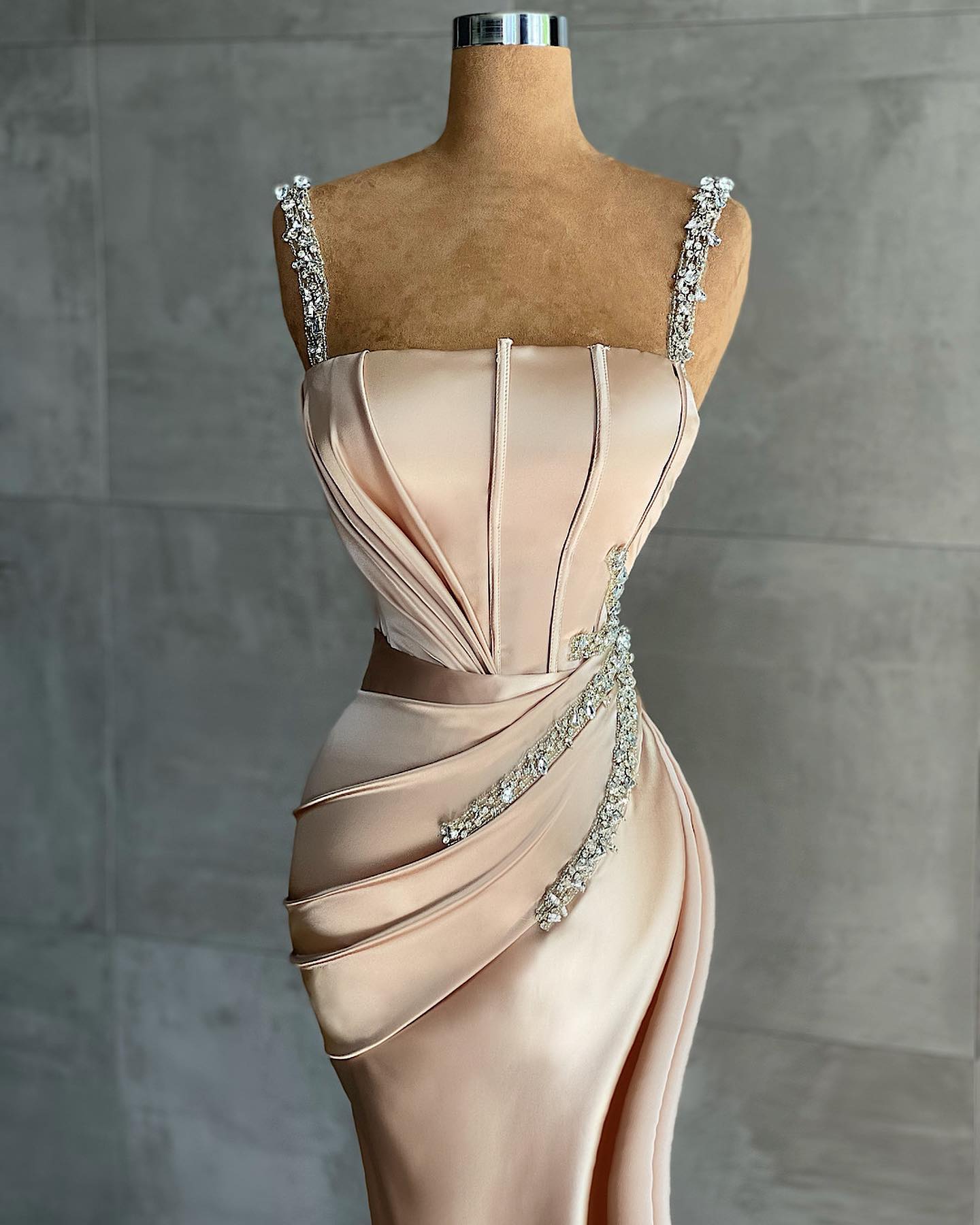 Evening Dress Stores, Straps Beadings Long Mermaid Prom Dress Split Evening Gowns
