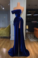 Evening Dress Designs, Off-the-Shoulder Mermaid Long Prom Dress With Split