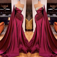 Evening Dress With Sleeves, Gorgeous Mermaid Beads Evening Prom Dress WIth Ruffles